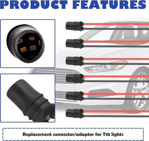 6 قطع 194 مقبس لمبة مع حزام تمديد، مقبس T10 متين لأضواء لوحة القيادة مقبس ضوء علامة جانبية، مقبس ضوء لوحة الترخيص العالمي ملحقات السيارة in Kuwait