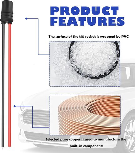 6 قطع 194 مقبس لمبة مع حزام تمديد، مقبس T10 متين لأضواء لوحة القيادة مقبس ضوء علامة جانبية، مقبس ضوء لوحة الترخيص العالمي ملحقات السيارة in Kuwait