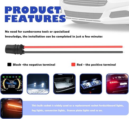 6 قطع 194 مقبس لمبة مع حزام تمديد، مقبس T10 متين لأضواء لوحة القيادة مقبس ضوء علامة جانبية، مقبس ضوء لوحة الترخيص العالمي ملحقات السيارة in Kuwait