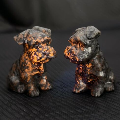 تماثيل Yooperlite Schnauzer مقاس 2 بوصة منحوتة من الكريستال Yooperlite على شكل جمجمة وجرو وتماثيل قابلة للجمع ديكور الريكي (Yooperlite) in Saudi Arabia