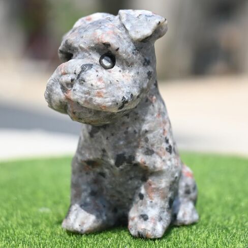 تماثيل Yooperlite Schnauzer مقاس 2 بوصة منحوتة من الكريستال Yooperlite على شكل جمجمة وجرو وتماثيل قابلة للجمع ديكور الريكي (Yooperlite) in Saudi Arabia