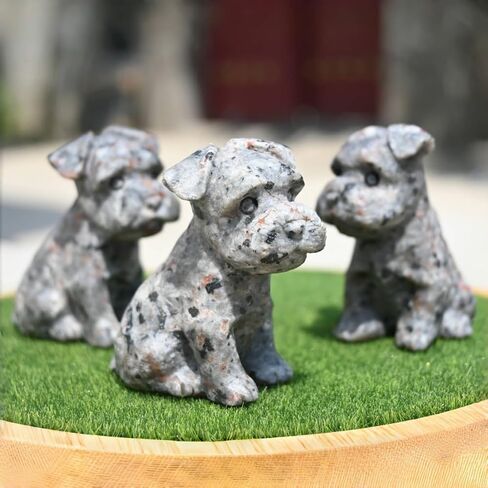 تماثيل Yooperlite Schnauzer مقاس 2 بوصة منحوتة من الكريستال Yooperlite على شكل جمجمة وجرو وتماثيل قابلة للجمع ديكور الريكي (Yooperlite) in Saudi Arabia