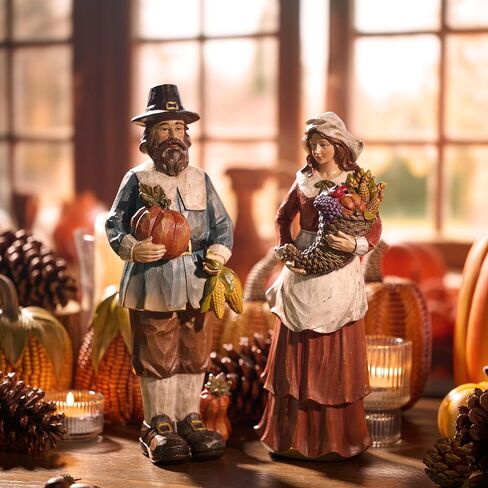 Valery Madelyn Fall Decorations For Home, Family Harvest Decor for Table Indoor Outdoor, Set of 2 Funny Thanksgiving Autumn Collectible Figurines Garden Statue Gifts for Room Yard Party Porch 12.5inch in Saudi Arabia