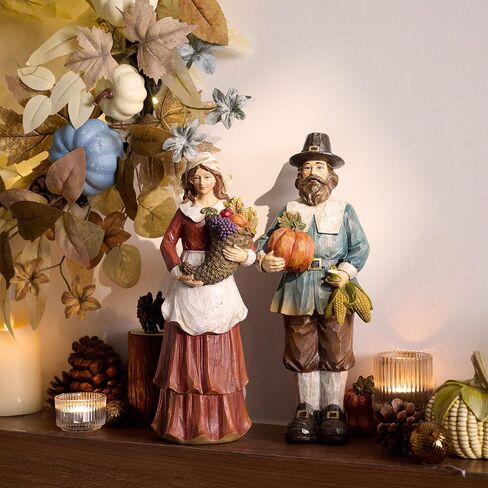 Valery Madelyn Fall Decorations For Home, Family Harvest Decor for Table Indoor Outdoor, Set of 2 Funny Thanksgiving Autumn Collectible Figurines Garden Statue Gifts for Room Yard Party Porch 12.5inch in Saudi Arabia