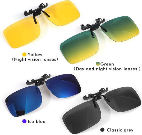 Clip on Sunglasses 4 Pack,Polarized Lens Fit over Prescription Glasses,Flip up Rimless Sunglasses in Kuwait