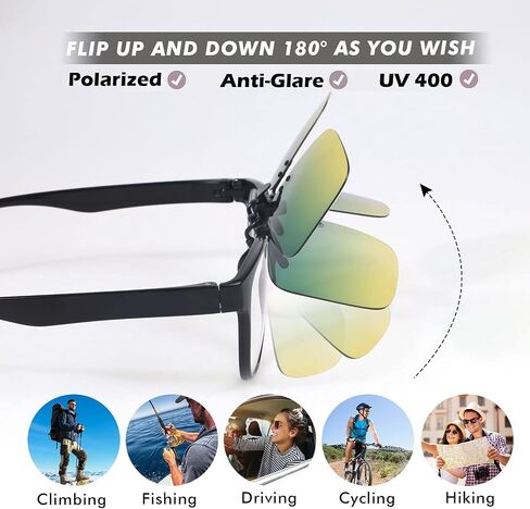 Clip on Sunglasses 4 Pack,Polarized Lens Fit over Prescription Glasses,Flip up Rimless Sunglasses in Kuwait