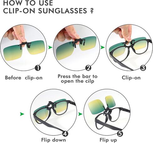 Clip on Sunglasses 4 Pack,Polarized Lens Fit over Prescription Glasses,Flip up Rimless Sunglasses in Kuwait
