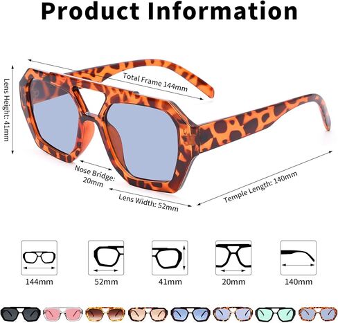 نظارات شمسية Pro Acme Retro Square Aviator، نظارات شمسية عصرية ذات ظل مزدوج وجسر مزدوج in Kuwait