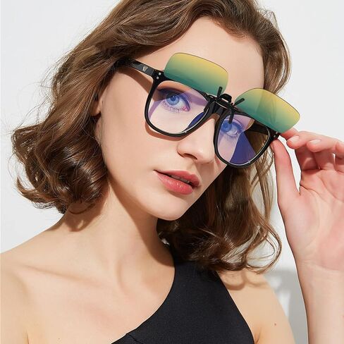 Clip on Sunglasses 4 Pack,Polarized Lens Fit over Prescription Glasses,Flip up Rimless Sunglasses in Kuwait