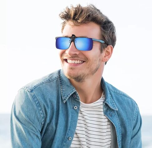 Clip on Sunglasses 4 Pack,Polarized Lens Fit over Prescription Glasses,Flip up Rimless Sunglasses in Kuwait
