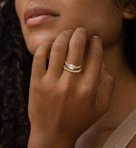 iF YOU Gold Rings for Women Non Tarnish - Dainty 14K Gold Plated Stackable Cubic Zirconia Knuckle Ring Set, Statement Promise Wedding Bands Engagement Rings Size 6 7 8 9 10 in Kuwait