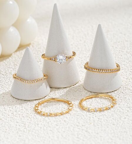 iF YOU Gold Rings for Women Non Tarnish - Dainty 14K Gold Plated Stackable Cubic Zirconia Knuckle Ring Set, Statement Promise Wedding Bands Engagement Rings Size 6 7 8 9 10 in Kuwait