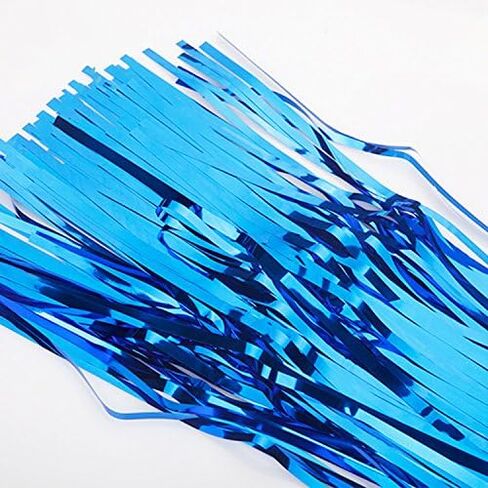 2 Pack 3ft x 8ft Royal Blue Foil Fringe Backdrop Metallic Tinsel Door Window Curtain Party Photo Booth Props for Birthday Bachelorette Wedding Graduation Christmas Holiday Prom Decorations in Saudi Arabia