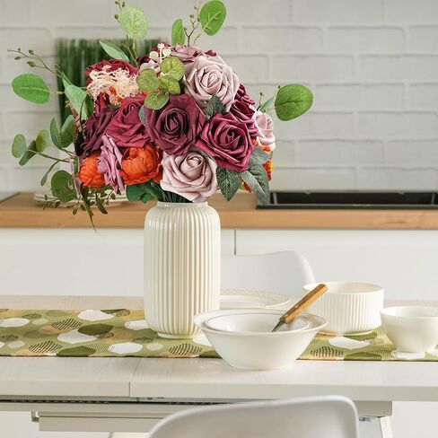 Roses Artificial Flowers 25pcs, Dusty Terracotta Flowers Fake Roses Gradient Color Flower for DIY Wedding Decorations - Realistic Foam Flowers to Create Your Own Unique Gifts in Saudi Arabia