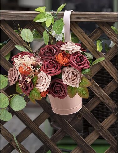 Roses Artificial Flowers 25pcs, Dusty Terracotta Flowers Fake Roses Gradient Color Flower for DIY Wedding Decorations - Realistic Foam Flowers to Create Your Own Unique Gifts in Saudi Arabia