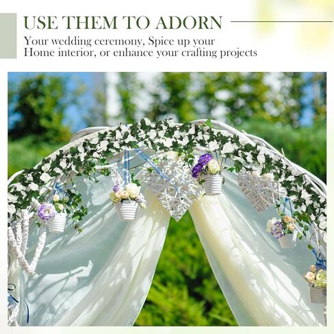 XunYee 24 Pcs 189Ft Flower Garland Artificial Rose Vines Hanging Rose Ivy Hanging Fake Rose Vines Garland Decorations for Room Wedding Birthday Christmas Wall Arch Garden Background Decor (White) in Saudi Arabia