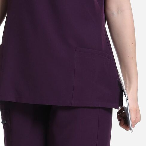 مجموعة يونيفورم وورلد سكرب للنساء - قميص وسروال مطاطي مع 8 جيوب، حزام خصر لليوجا، مضاد للتجاعيد، مقاس نحيف in Kuwait