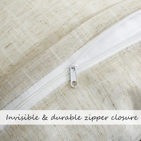 Embroidered Spring Floral Throw Pillow Covers Set of 2, 18x18 inches Farmhouse Cottage Garden Pillow Shams Linen Blended Decorative Cushion Cover Case (Linen Natural, Linen blended) in Saudi Arabia