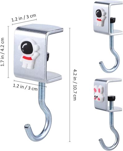 خطاف تخزين مثبت على المكتب، 4 قطع من خطافات التثبيت من الفولاذ الكربوني، سمك قابل للتعديل للحقائب وسماعات الرأس وحقائب الظهر والمفاتيح والمظلات وما إلى ذلك، فضي in Kuwait