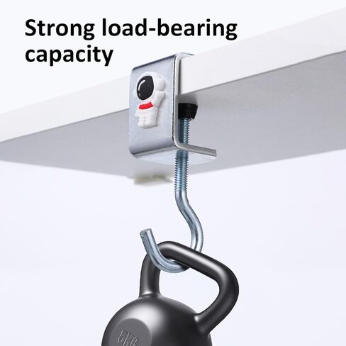 خطاف تخزين مثبت على المكتب، 4 قطع من خطافات التثبيت من الفولاذ الكربوني، سمك قابل للتعديل للحقائب وسماعات الرأس وحقائب الظهر والمفاتيح والمظلات وما إلى ذلك، فضي in Kuwait