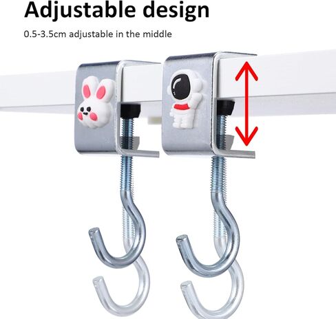 خطاف تخزين مثبت على المكتب، 4 قطع من خطافات التثبيت من الفولاذ الكربوني، سمك قابل للتعديل للحقائب وسماعات الرأس وحقائب الظهر والمفاتيح والمظلات وما إلى ذلك، فضي in Kuwait