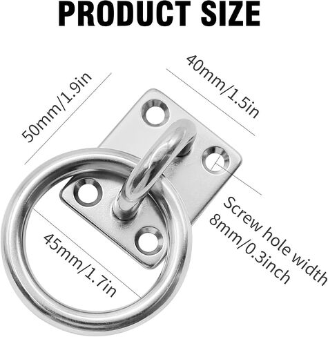 M8 Ceiling Hooks Kit,304 Stainless Steel Wall Mount Hook Pad Eye Plate,Heavy Duty with Swivel Hook for Ceiling, Gym,Balcony, Garage, Kitchen(4/6-Pack) in Saudi Arabia