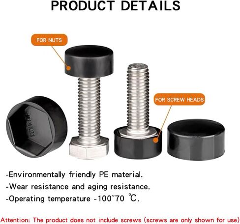 50 Pcs Black Hex Nut Covers, M6 Plastic Nut Caps, Nut Protection Caps for Hex Hexagon Nuts in Saudi Arabia