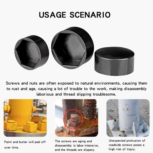 50 Pcs Black Hex Nut Covers, M6 Plastic Nut Caps, Nut Protection Caps for Hex Hexagon Nuts in Saudi Arabia