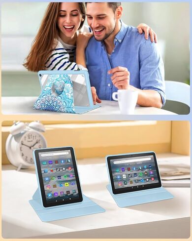 for Amazon Kindle Fire 7 Tablet Case 12th Generation 2022 Release for Women Girls Cute Girly Folio Cover Flowers Floral Design Rotating Stand with Auto Wake/Sleep for Kindle Fire 7 Cases 7" in Kuwait