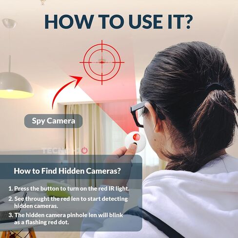Hidden Camera Detectors SpyFinderX Spy Camera Detector for Hotel, Travel, Office, meeting rooms, Spy Camera Finder Locates Hidden Camera With Infrared Light, Portable Pocket Sized (White) in Saudi Arabia