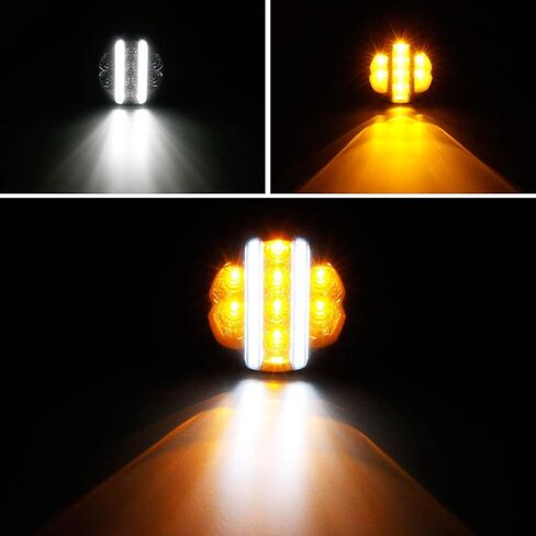 iJDMTOY عدسة مدخنة LED مجموعة مصابيح إشارة الانعطاف الأمامية متوافقة مع Jeep 2007-17 Wrangler (قضبان عمودية LED بيضاء للقيادة/DRL ونقاط LED كهرمانية لأضواء إشارة الانعطاف) in Kuwait