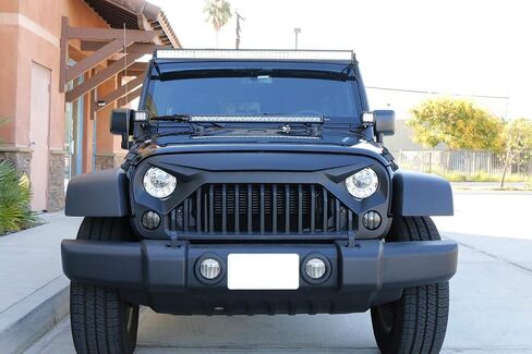 iJDMTOY عدسة مدخنة LED مجموعة مصابيح إشارة الانعطاف الأمامية متوافقة مع Jeep 2007-17 Wrangler (قضبان عمودية LED بيضاء للقيادة/DRL ونقاط LED كهرمانية لأضواء إشارة الانعطاف) in Kuwait