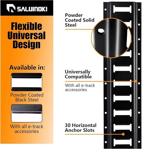 5ft E Track Rails 4 Pack Tie Down Etrack مع مسار إلكتروني من الفولاذ المطلي بالمسحوق للكراجات وورش العمل وملحقات المسار الإلكتروني in Kuwait