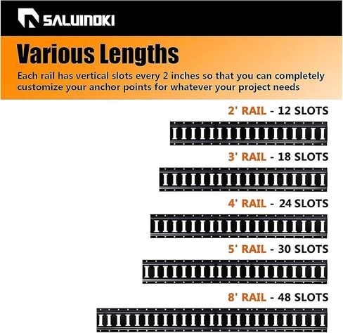 5ft E Track Rails 4 Pack Tie Down Etrack مع مسار إلكتروني من الفولاذ المطلي بالمسحوق للكراجات وورش العمل وملحقات المسار الإلكتروني in Kuwait