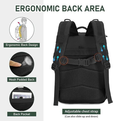 CamGo Tactical Backpack for Men and Women Large Military Hiking Daypacks Molle Travel Rucksack for Outdoor Sports (25L-Black) in Saudi Arabia