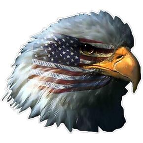 eDesign American Flag Bald Eagle Patriotic Vinyl Sticker Decal - 5 Inches - Patriotic Bald Eagle Stickers for Car Truck Van Window Bumper Laptop Tablet Cup Tumbler Water Bottle and Any Smooth Surface