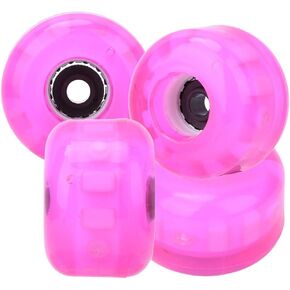 54mm 82A Skateboard Wheels,4Pcs Pink Flashing Trick Skating Wheels for Skateboarder Replacing Wheels