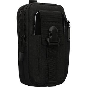kwmobile Tactical Belt Pouch XL - 6.7/6.8" - Cell Phone Waist Bag - Clip to Belt - Inside Size 6.8 x 3.9 inches (17.2 x 10 cm) - Black