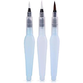 Water Brush Pens, 3Pcs Watercolor Brush Pens with Flexible Nylon Brush Tips Watercolor Markers for Coloring Painting Pigment