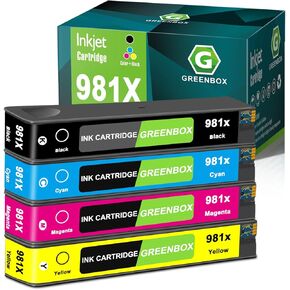 GREENBOX Compatible 981 981X Ink Cartridge Replacement for HP 981X L0R12A L0R09A L0R10A L0R11A Ink for PageWide Enterprise Color 556 556dn 556xh MFP 586 MFP 586z MFP 586dn MFP 586f Printer, 4 Pack