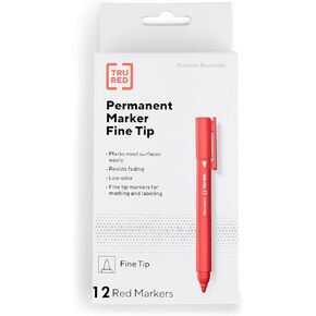 TRU RED Pen Permanent Markers, Fine Tip, Red, 36/Carton (TR54539VS)