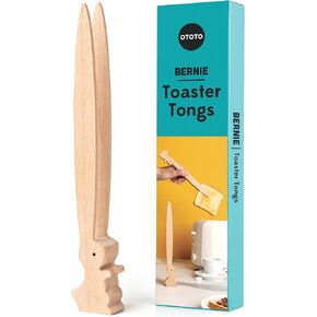 OTOTO Bernie Bunny Toaster Tongs - Rabbit Toast Tongs, Wooden Tongs for Toaster, Wooden Toaster Tongs, Kitchen Tongs - Multipurpose Mini Tongs for Appetizers, Wood Utensils & Cute Kitchen Gadgets