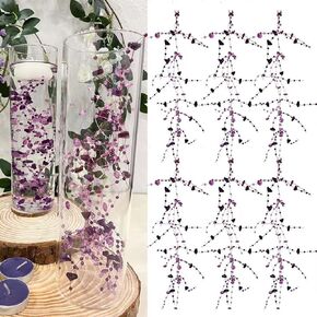 12pcs Purple Crystal String, for Floating Candles Centerpieces Table Decorations, Crystal Bead Filler for Party, Birthday Decorations