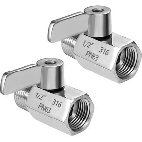 316 Stainless Steel Mini Ball Valve Shut Off Valve 1/4" NPT Male Female Thread Pipe Fitting Connector for Water Gas Oil (Pack of 2)