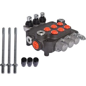 Hydraulic Directional Control Valve, 3 Spool 21 GPM Hydraulic Loader Valve, SAE Ports, 3625PSI Double Acting Valve Directional Control Valve for Small Tractors Log Splitters