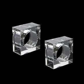 2 Pcs Napkin Rings Acrylic Napkin Holder Rings Clear Square Set