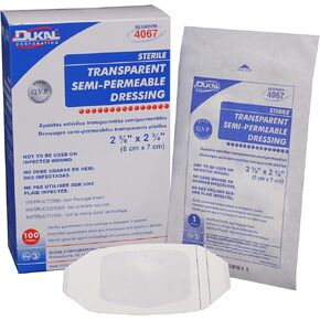 DUKAL 4067 Transparent Semi-Permeable Dressings, 2-3/8" x 2-3/4", Sterile