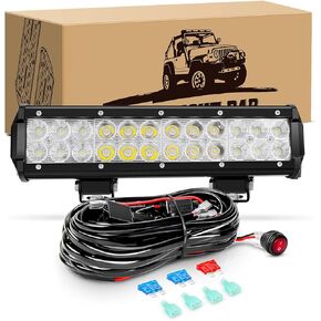 GOOACC 12 Inch 72W Led Light Bar Spot Flood Combo Driving Lighting Off Road Lights Led Lamp Working Light with 16AWG Wiring Harness for Truck Golf Cart SUV ATV UTV Boat, 2 Years Warranty