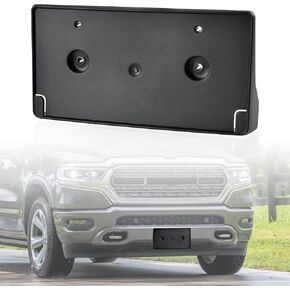 KEWISAUTO Front License Plate Holde Frame for 2019-2022 Dodge Ram 1500, Black Front Bumper License Plate Bracket Holder Cover for Dodge Ram 1500 2019-2022 Accessories, Replace #CH1068151#68274215AE