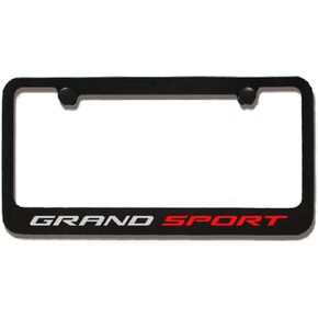 C7 Corvette License Plate Frame - Black with Grand Sport Script for 2014-2019 Corvettes